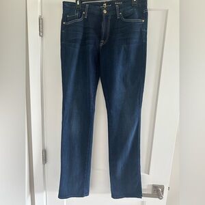 7 For All Mankind Dark Blue Straight Leg Jeans